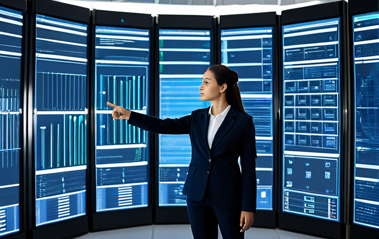 A professional female data architect, fully clothed in a modest business suit, standing in a state-of-the-art cloud data control center. She is confidently pointing towards a large, interactive translucent screen displaying intricate diagrams of scalable data storage solutions and dynamically expanding computing nodes, illustrating infinite capacity and flexible resource allocation. The environment is sleek, futuristic, and brightly lit with soft blue and white ambient light. Perfect anatomy, correct proportions, natural pose, well-formed hands, proper finger count, natural body proportions. High-resolution, professional photography, clean aesthetic, technological, safe for work, appropriate content, fully clothed, professional.