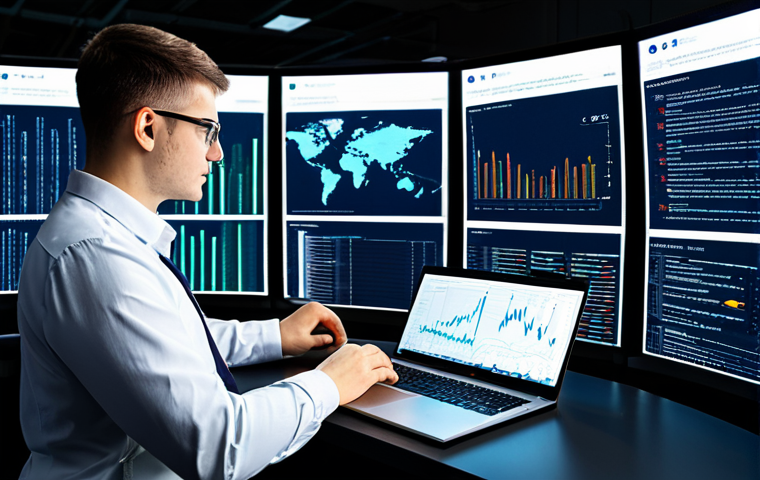 Data Lake Exploration**
A data engineer, fully clothed in appropriate attire, standing beside a vast data lake filled with various data types (documents, images, code). The engineer is analyzing data using a laptop, surrounded by screens displaying code and charts. Background shows servers and networking equipment. Safe for work, appropriate content, professional, perfect anatomy, natural pose, high quality, well-formed hands, proper finger count.
**