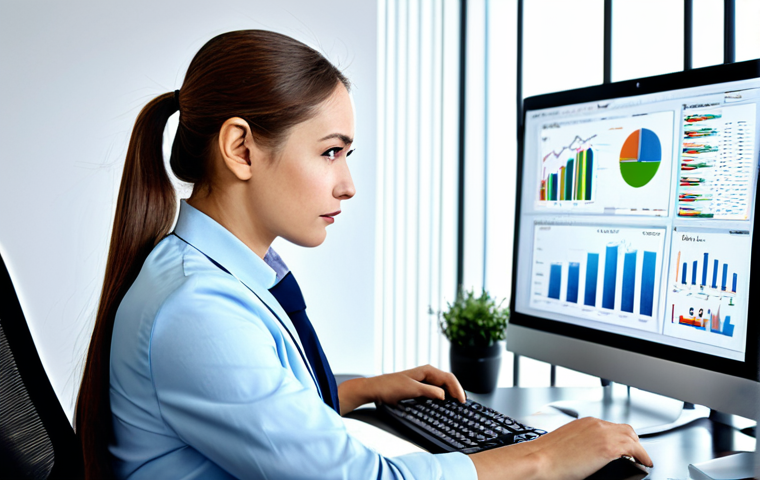 빅데이터 기술자와 대용량 데이터 처리 기술 - Data Analyst at Work**

"A professional data analyst in modest office attire, working at a computer ...