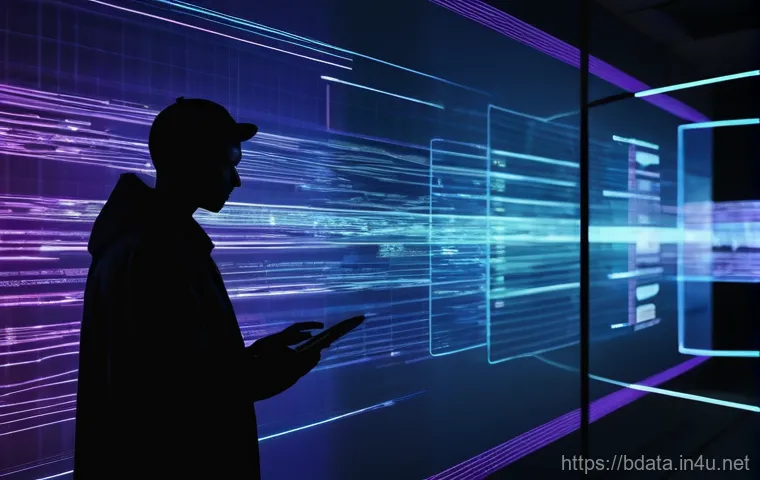 빅데이터 실무에서 발생하는 윤리적 문제 - **Prompt 1: The Shadow of Uncontrolled Data Collection**
    A person, looking slightly uneasy, is s...