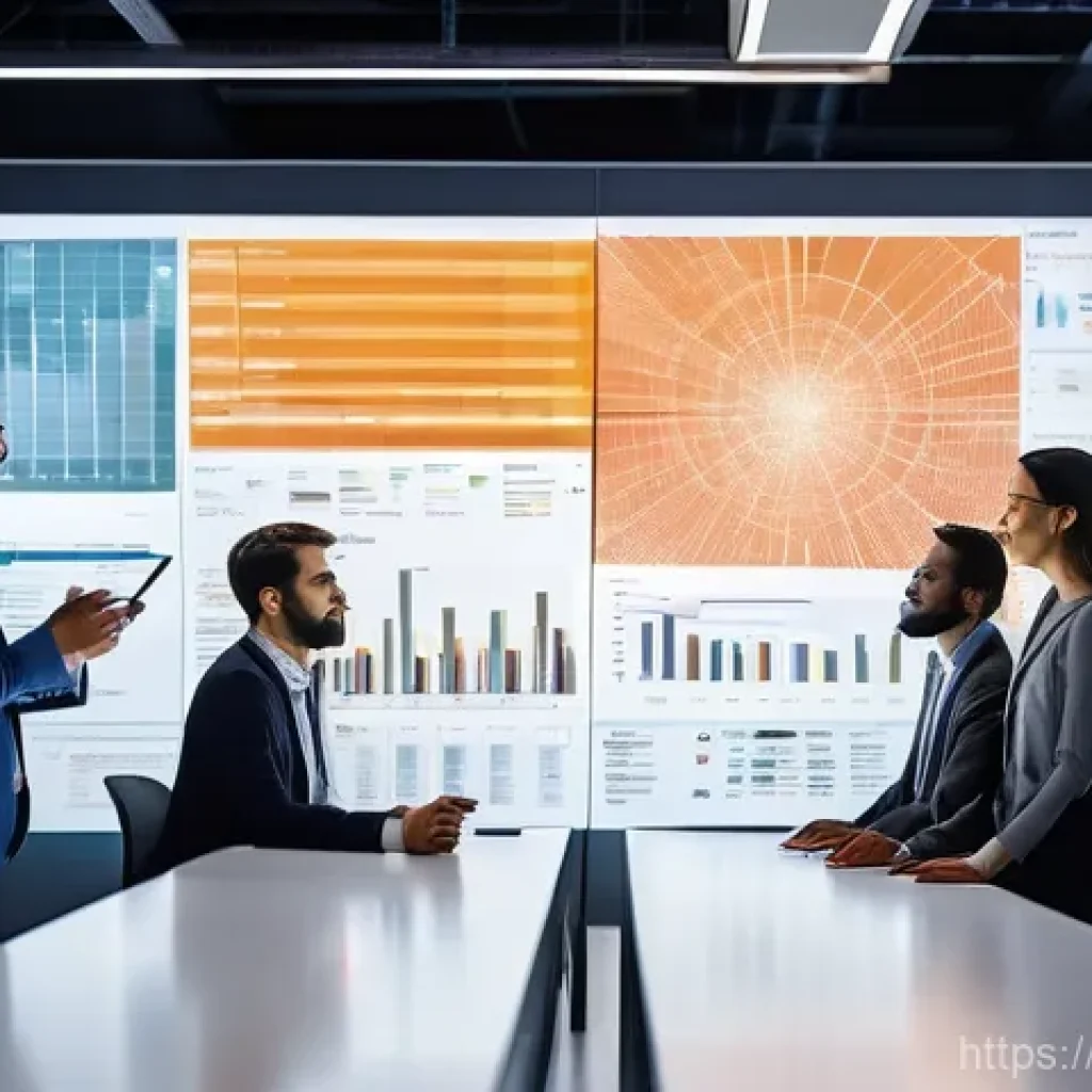 빅데이터 프로젝트 성과 측정 방법 - **A diverse team of data scientists and business strategists collaborates in a modern, brightly lit ...