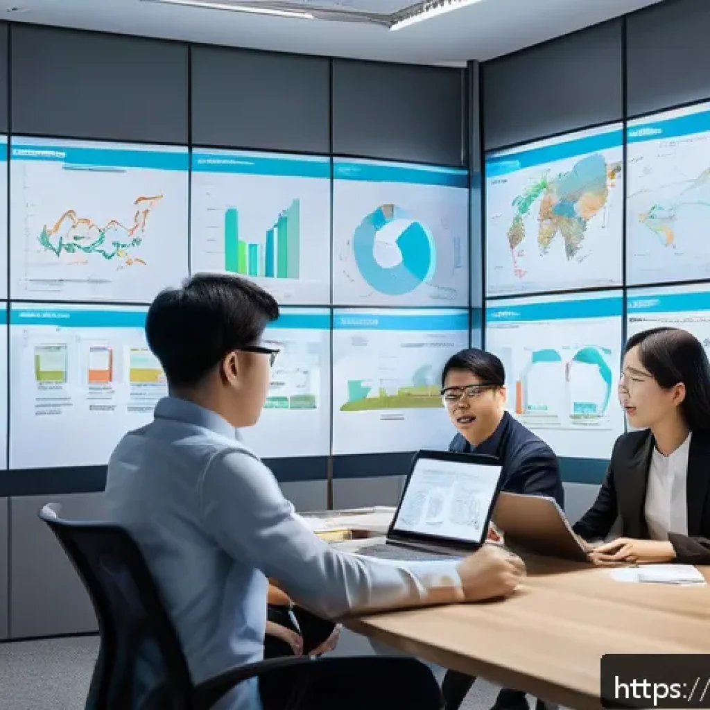 빅데이터 기술자의 프로젝트 관리 스킬 - A modern office scene depicting a diverse team of data scientists, engineers, and business analysts ...