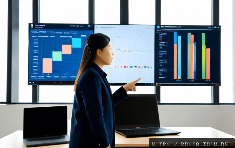 빅데이터 기술자의 문제 해결 사례 - Photorealistic big data engineer solving a critical business problem in a modern analytics office, f...